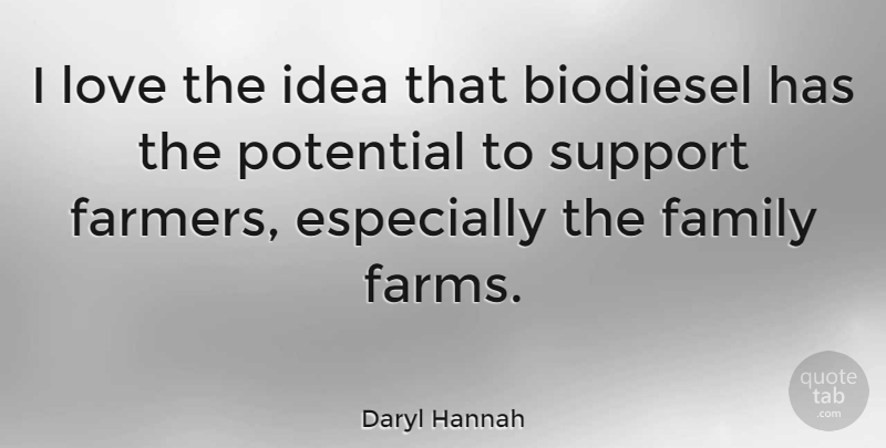 Daryl Hannah Quote About Ideas, Support, Biofuels: I Love The Idea That...