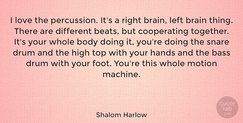 Shalom Harlow Quote About Hands, Feet, Brain: I Love The Percussion Its...