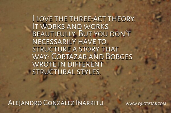 Alejandro Gonzalez Inarritu Quote About Love, Structural, Structure, Works, Wrote: I Love The Three Act...