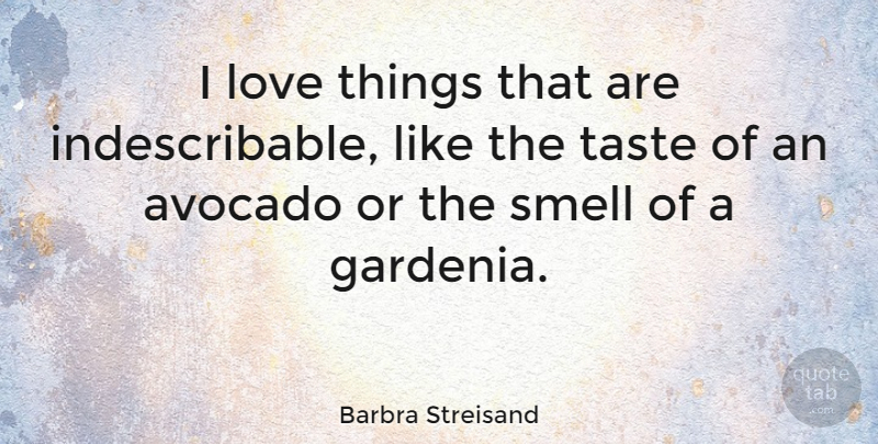 Barbra Streisand Quote About Smell, Taste, Avocados: I Love Things That Are...