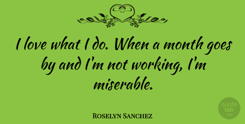 Roselyn Sanchez Quote About Months, Miserable: I Love What I Do...