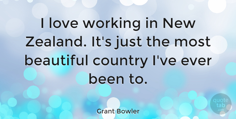 Grant Bowler Quote About Beautiful, Country, New Zealand: I Love Working In New...
