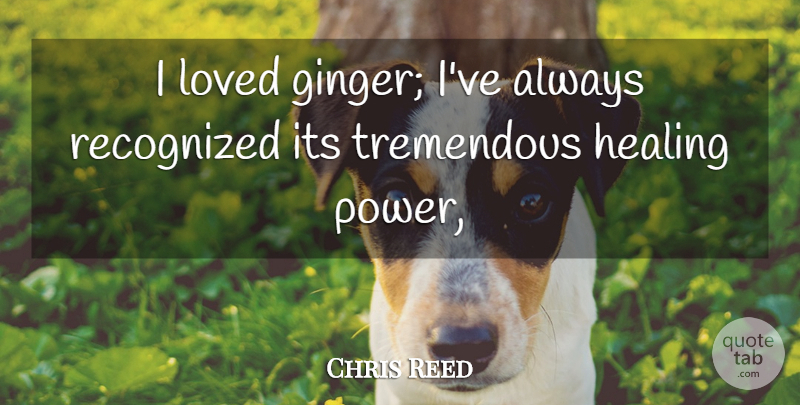 Chris Reed Quote About Healing, Loved, Recognized, Tremendous: I Loved Ginger Ive Always...