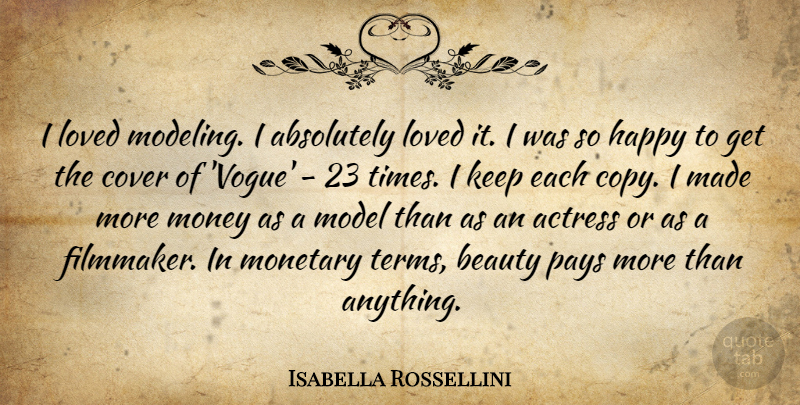 Isabella Rossellini Quote About Absolutely, Actress, Beauty, Cover, Loved: I Loved Modeling I Absolutely...