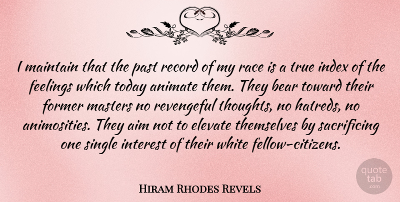 Hiram Rhodes Revels Quote About Aim, Animate, Bear, Elevate, Feelings: I Maintain That The Past...