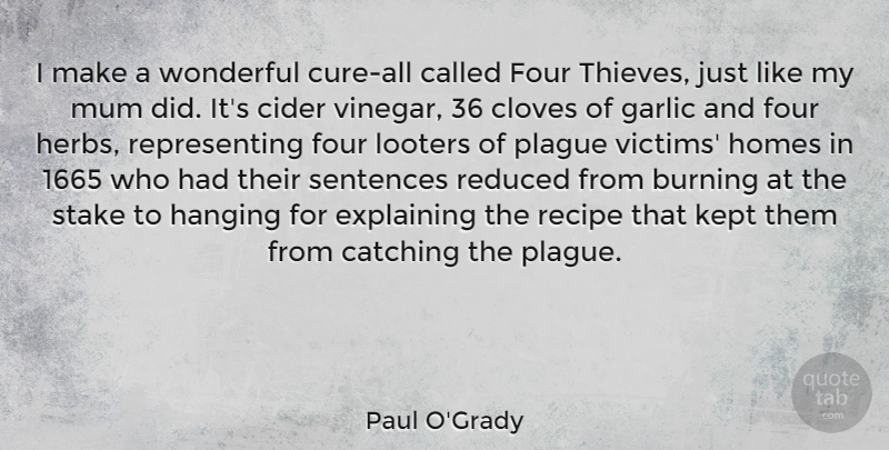 Paul O'Grady Quote About Burning, Catching, Cider, Explaining, Four: I Make A Wonderful Cure...