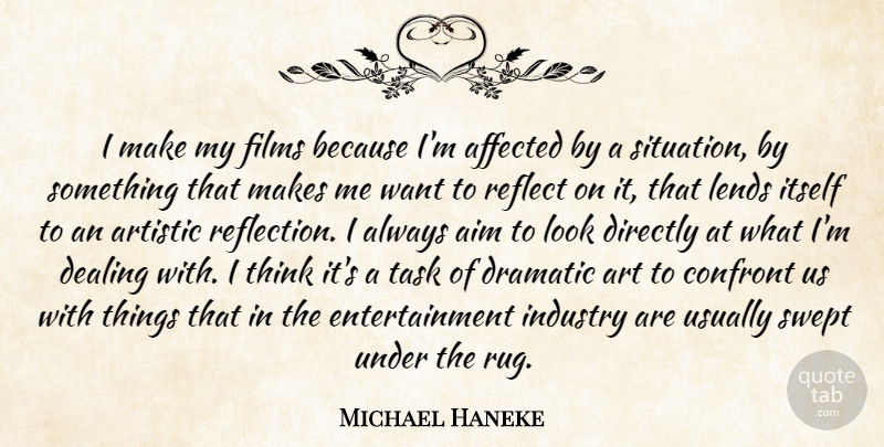 Michael Haneke Quote About Art, Reflection, Thinking: I Make My Films Because...