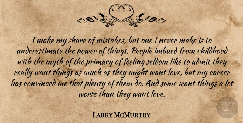 Larry McMurtry Quote About Mistake, Careers, People: I Make My Share Of...