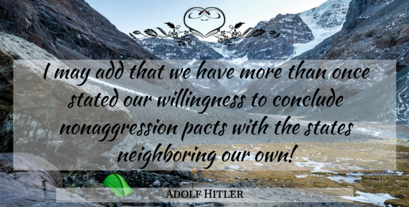 Adolf Hitler Quote About Pact, Willingness: I May Add That We...