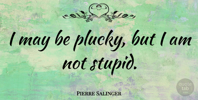 Pierre Salinger Quote About Stupid, May, Not Stupid: I May Be Plucky But...