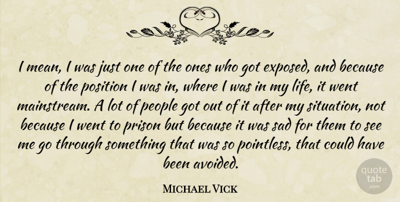 Michael Vick Quote About Mean, People, Prison: I Mean I Was Just...