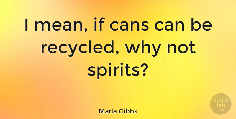 Marla Gibbs Quote About Mean, Why Not, Spirit: I Mean If Cans Can...