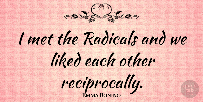 Emma Bonino Quote About Mets, Radical: I Met The Radicals And...