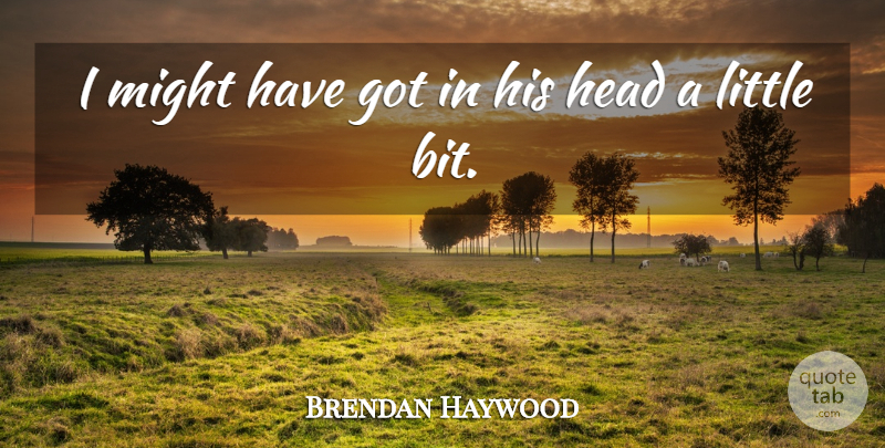 Brendan Haywood Quote About Head, Might: I Might Have Got In...