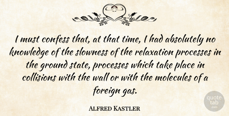Alfred Kastler Quote About Wall, Relaxation, Molecules: I Must Confess That At...