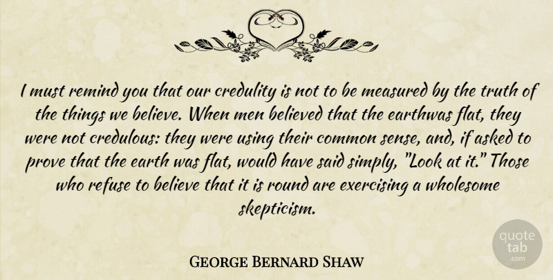 George Bernard Shaw Quote About Believe, Exercise, Men: I Must Remind You That...