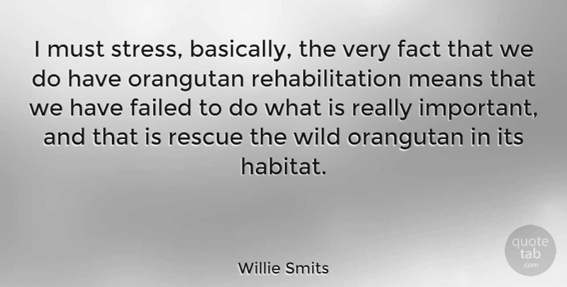 Willie Smits Quote About Stress, Mean, Important: I Must Stress Basically The...