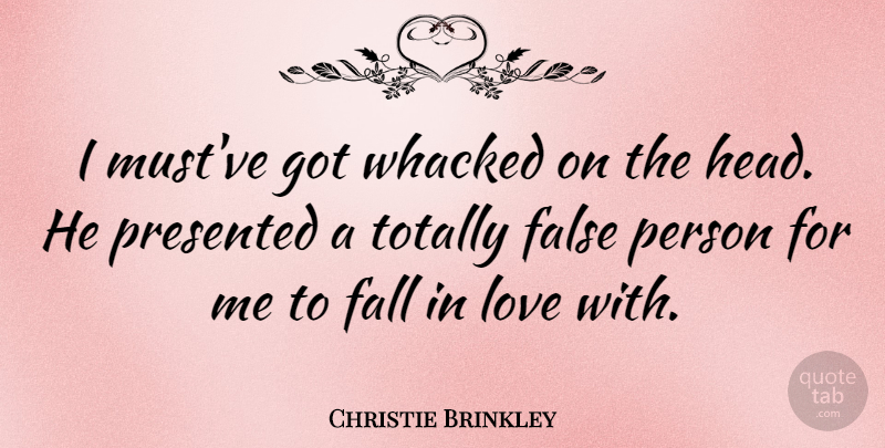 Christie Brinkley Quote About Fake People, Falling In Love, Persons: I Mustve Got Whacked On...