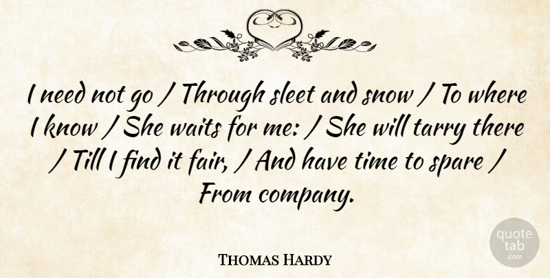 Thomas Hardy Quote About Snow, Spare, Till, Time, Waits: I Need Not Go Through...