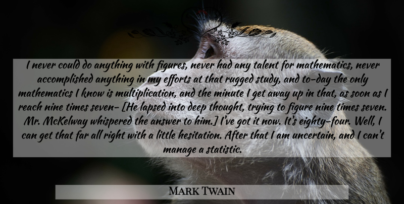 Mark Twain Quote About Effort, Deep Thought, Trying: I Never Could Do Anything...