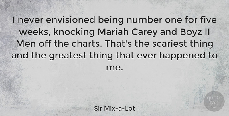 Sir Mix-a-Lot Quote About Envisioned, Five, Greatest, Happened, Knocking: I Never Envisioned Being Number...