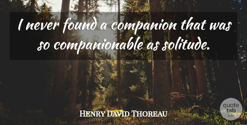 Henry David Thoreau Quote About Music, Loneliness, Being Single: I Never Found A Companion...