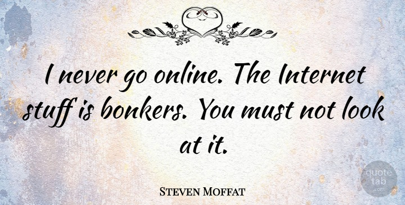 Steven Moffat Quote About Stuff, Looks, Internet: I Never Go Online The...