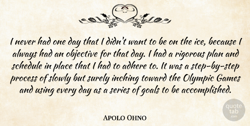 Apolo Ohno Quote About Ice, Games, Goal: I Never Had One Day...