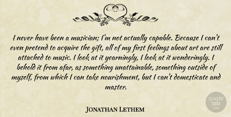 Jonathan Lethem Quote About Art, Feelings, Looks: I Never Have Been A...
