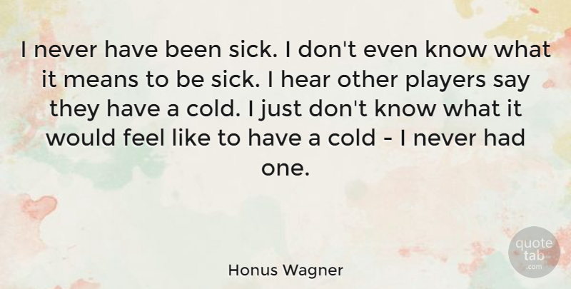 Honus Wagner Quote About Live Life, Mean, Player: I Never Have Been Sick...