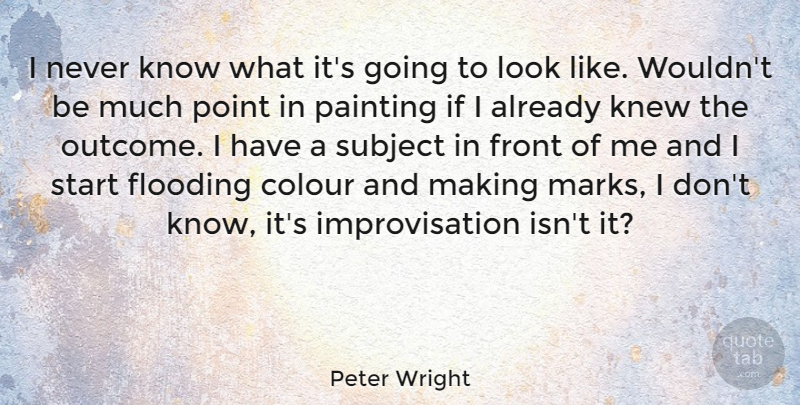 Peter Wright Quote About Looks, Outcomes, Painting: I Never Know What Its...