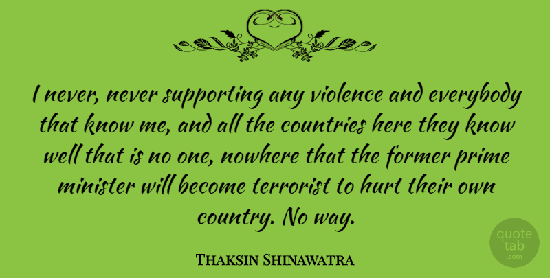 Thaksin Shinawatra Quote About Country, Hurt, Way: I Never Never Supporting Any...