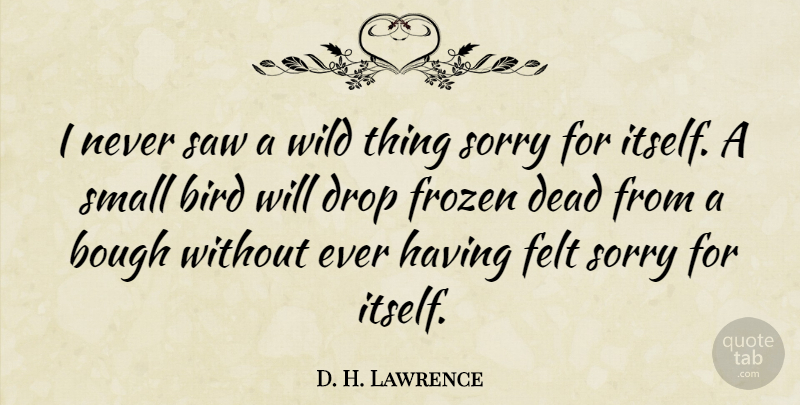 D. H. Lawrence Quote About Life, Sorry, Bird: I Never Saw A Wild...
