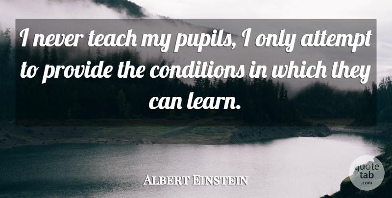 Albert Einstein Quote About Inspirational, Education, Appreciation: I Never Teach My Pupils...