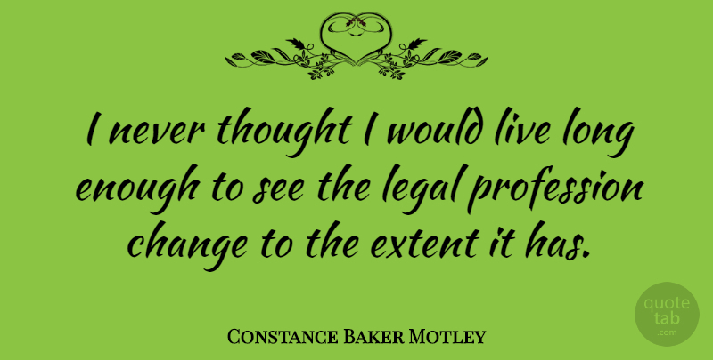 Constance Baker Motley Quote About Long, Enough, Profession: I Never Thought I Would...