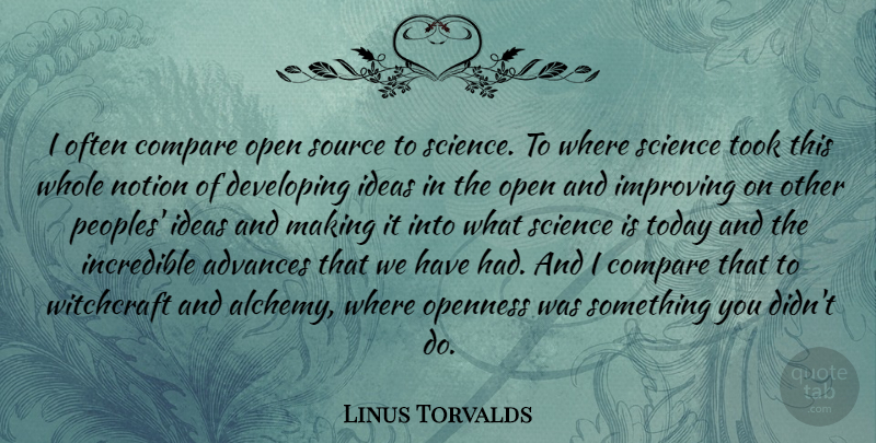 Linus Torvalds Quote About Ideas, Today, Incredibles: I Often Compare Open Source...