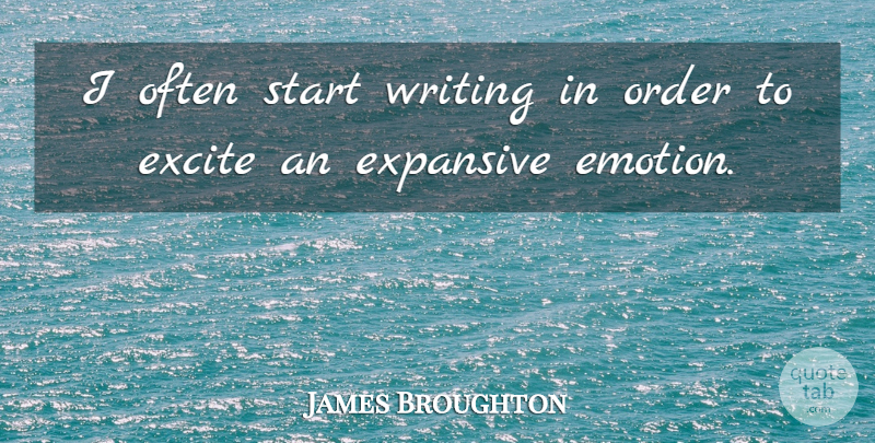 James Broughton Quote About Writing, Order, Emotion: I Often Start Writing In...