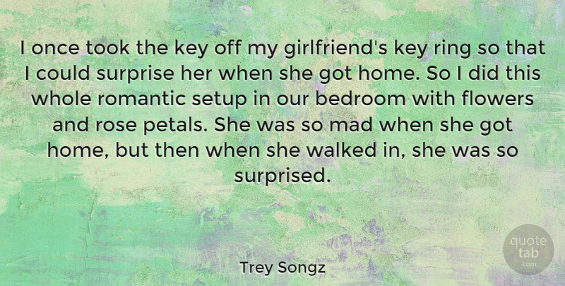 Trey Songz Quote About Bedroom, Home, Key, Mad, Ring: I Once Took The Key...