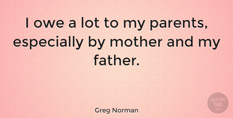 Greg Norman Quote About Sports, Mother, Stupid: I Owe A Lot To...