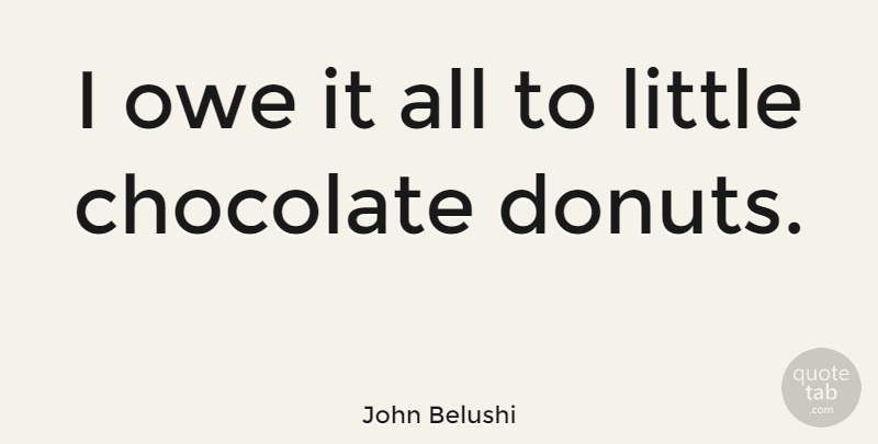 John Belushi Quote About Chocolate, Littles, Stewardship: I Owe It All To...