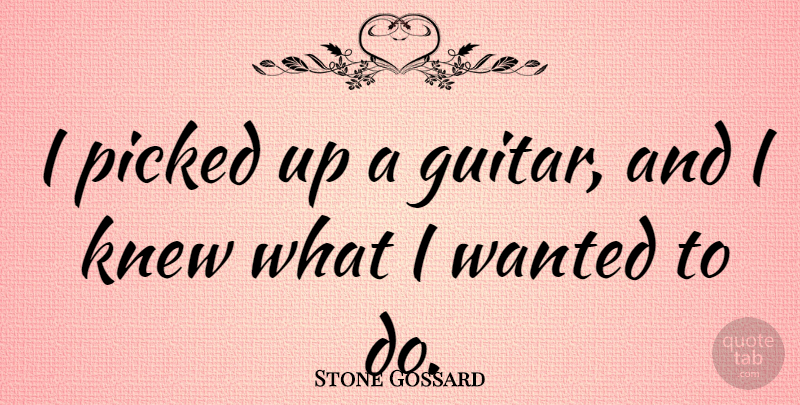 Stone Gossard Quote About Guitar, Wanted: I Picked Up A Guitar...