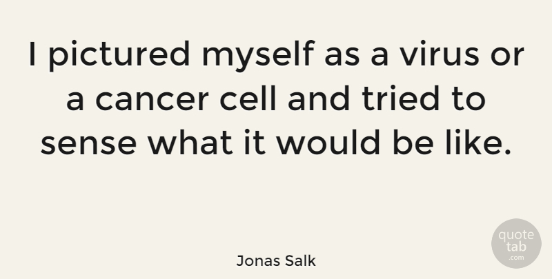 Jonas Salk Quote About Cancer, Cells, Viruses: I Pictured Myself As A...