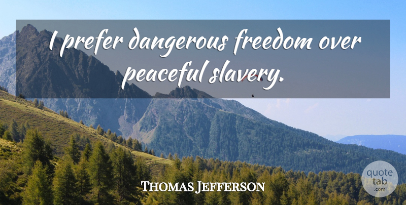 Thomas Jefferson Quote About Gun, Peaceful, Second Amendment: I Prefer Dangerous Freedom Over...