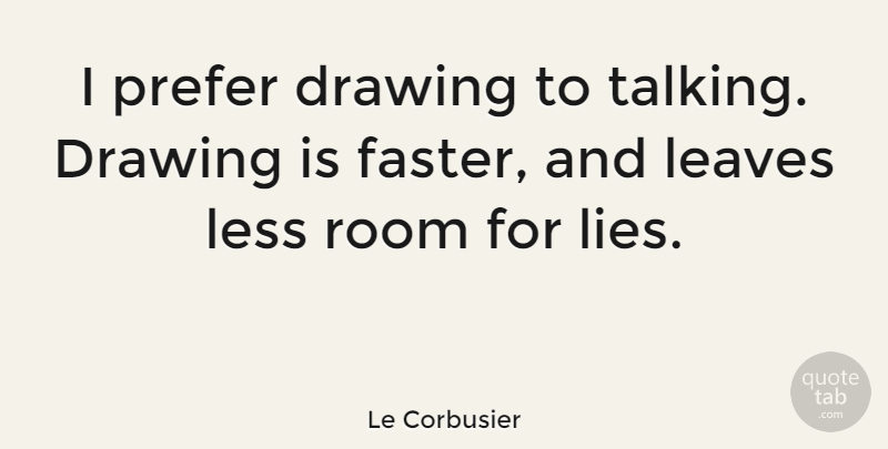 Le Corbusier Quote About Lying, Talking, Drawing: I Prefer Drawing To Talking...