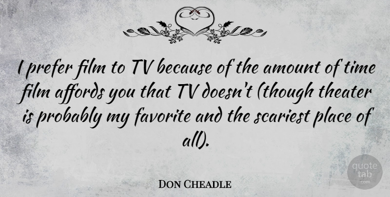 Don Cheadle Quote About Tvs, Film, My Favorite: I Prefer Film To Tv...