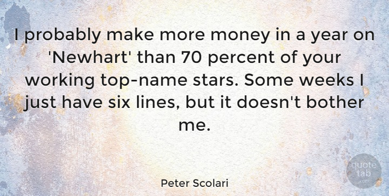 Peter Scolari Quote About Bother, Money, Six, Weeks, Year: I Probably Make More Money...