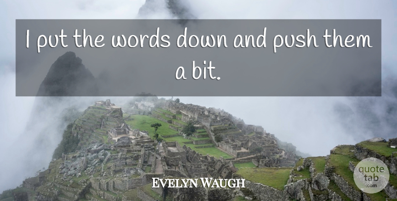 Evelyn Waugh Quote About Literature, Down And, Bits: I Put The Words Down...