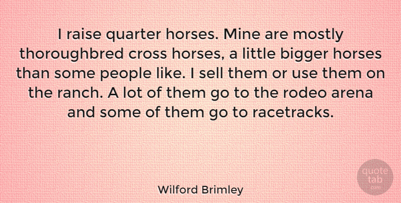 Wilford Brimley Quote About Horse, People, Use: I Raise Quarter Horses Mine...