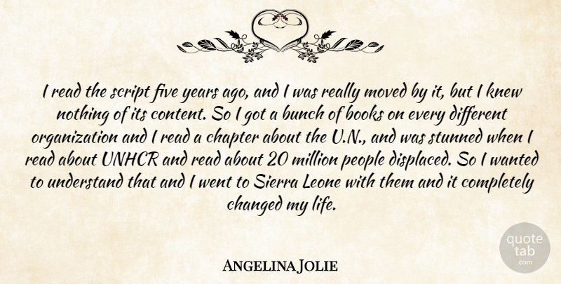 Angelina Jolie Quote About Books, Bunch, Changed, Chapter, Five: I Read The Script Five...