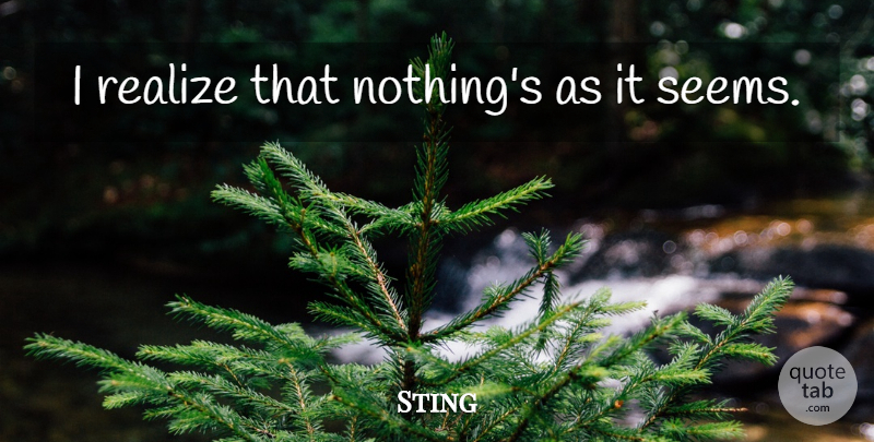 Sting Quote About Realizing, Seems: I Realize That Nothings As...